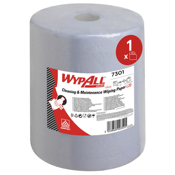 WYPALL L20 Wischtücher Großrolle 2-lagig blau 38 x 33cm (1 Rl. à 500 Bl.) Pal. = 65 Kart.