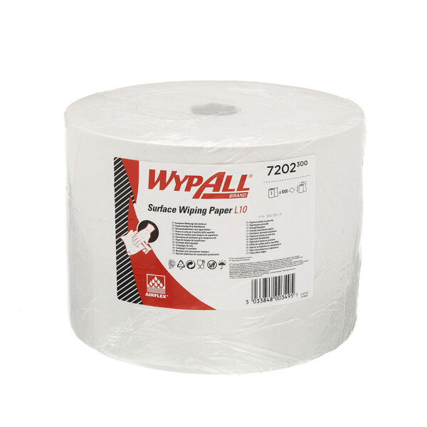 WYPALL Papierwischtücher Großrolle L 10, weiß, 23,5 x 38 cm (1 Rl. à 1000 Bl.) 1-lagig, perforiert  Pal. = 56 Kart.