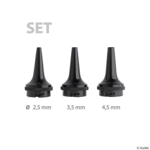 Dauer-Ohrtrichter-Set schwarz, (je 1 x Ø 2,5 / 3,5 / 4,5 mm)