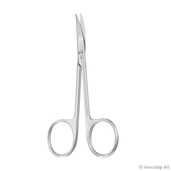 Iris- und Fadenschere, gebogen, spitz/spitz, 11 cm