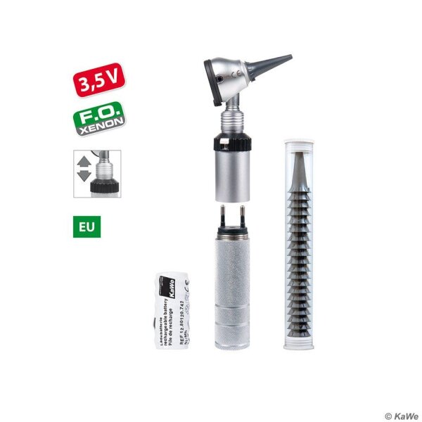 KaWe EUROLIGHT F.O. 30 Otoskop 3,5 V, XL, inkl. Akku, für Steckdose 240 V