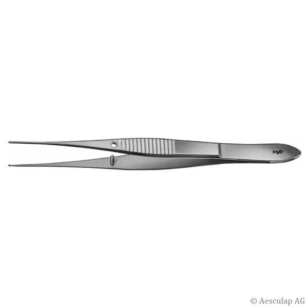 Irispinzette gerade, fein, 1 x 2 Zähne, 10 cm