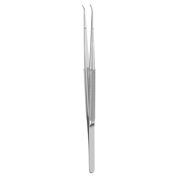 Mikropinzette, gebogen, 6 x 0,7 mm, 15 cm lang